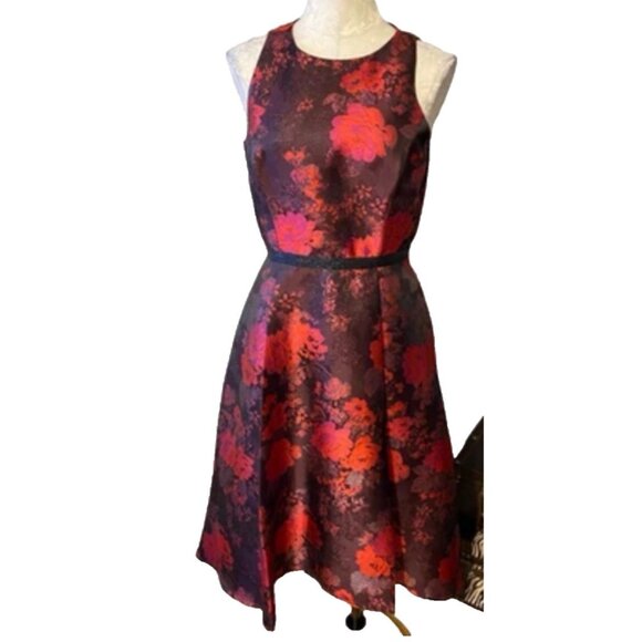 Tahari Levine Dress Ruby Red Black 8 Hi Low Semi Formal Party Holiday Christmas - Picture 11 of 11